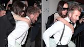 David Beckham Sweetly Carries Victoria Beckham on His Back as They Leave Her 50th Birthday Party