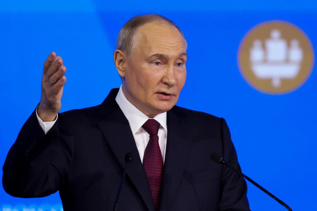 President Putin says he sees no threat warranting use of nuclear arms but warns Russia could arm Western foes