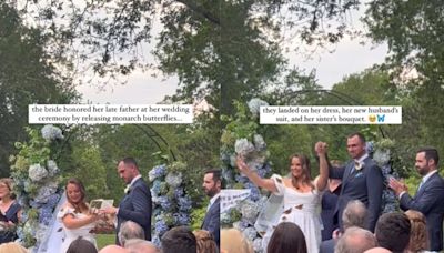 Bride sweetly releases butterflies to honor late father on wedding day