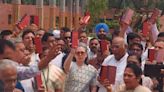 INDIA bloc leaders protest in Parl with Constitution copies in hands