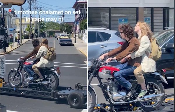 LOOK: Timotheé Chalamet Whisks Elle Fanning Away on Set in Cape May, New Jersey