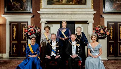 Queen Letizia, Queen Maxima, and Crown Princess Amalia Coordinated in Stunning Tiaras and Rich Blue Ball Gowns