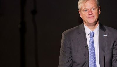 NCAA president Charlie Baker sits for an interview in the gym of Nash-Davis Recreation Center in Dallas on Friday, March 31, 2023.