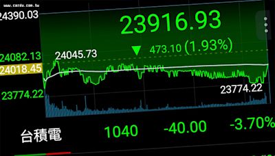 台積電鴻海帶頭重挫 台股暴跌失守2萬4千
