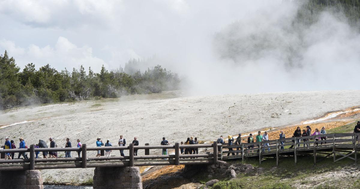 Yellowstone National Park boardwalk damaged by hydrothermal explosion near Biscuit Basin
