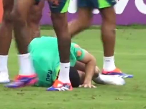 Martinelli FORCED OFF training pitch in Brazil after nasty collision