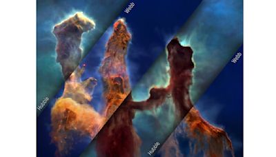 Tour the famous 'Pillars of Creation' with gorgeous new 3D views from Hubble and JWST (video)