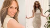 Jennifer Lopez Rocks Cream Bodycon Dress as She Struts Ahead of 'Mom’s Night Out'