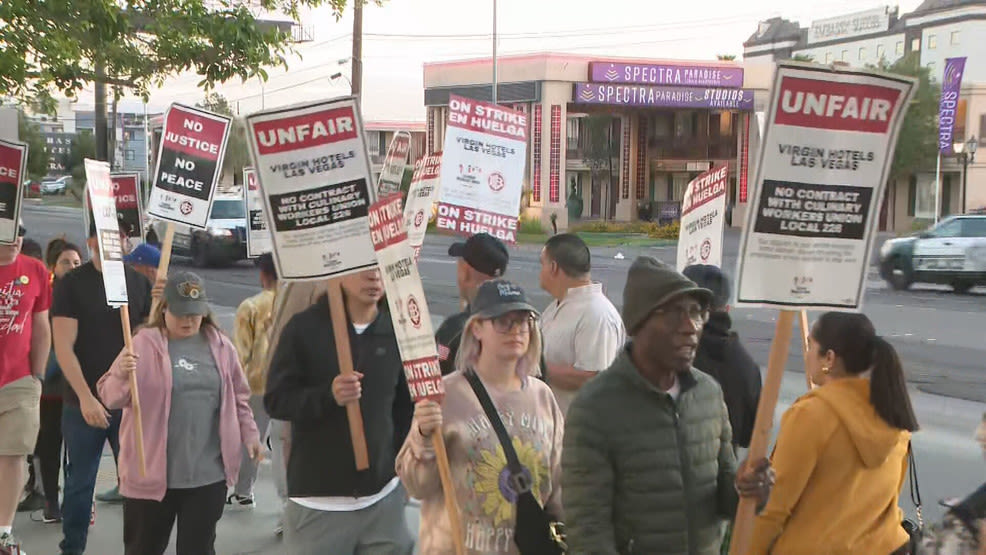 On strike: Hospitality workers walk off job at Virgin Hotels Las Vegas