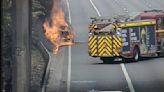 Long delays on motorway after car catches fire | ITV News