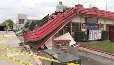 Officer slams into burger shop after being struck by suspected DUI driver in El Monte