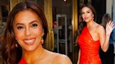 Eva Longoria stuns in a red leather dress on the Today Show