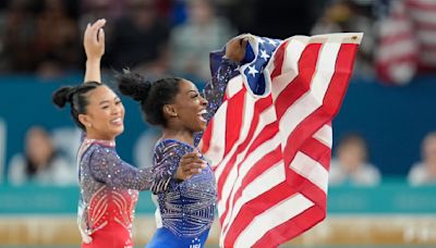 Basketball and Biles: US hoops team watches Simone win yet another gold medal