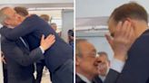 Abrazo entre Tuchel y Florentino... con cara de 'así son las cosas en el Bernabéu'