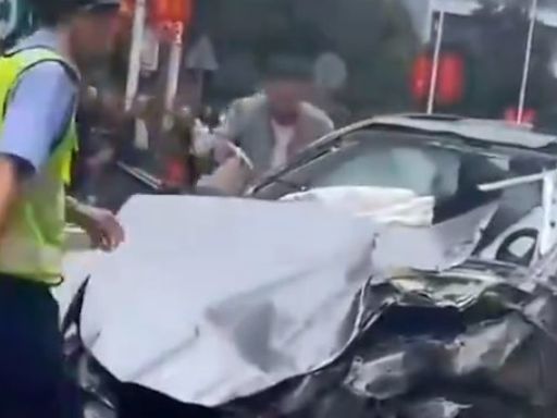 江西贛州Tesla失事凌空翻滾 釀4人受傷9車受損