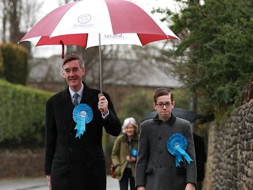 Double-breasted Tory MP Jacob Rees-Mogg takes to the campaign trail