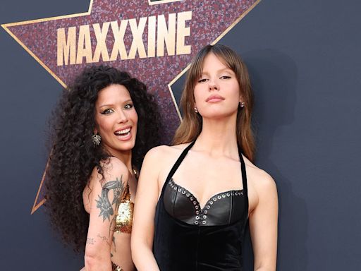 Mia Goth reunites with Halsey and Lily Collins at MaXXXine premiere