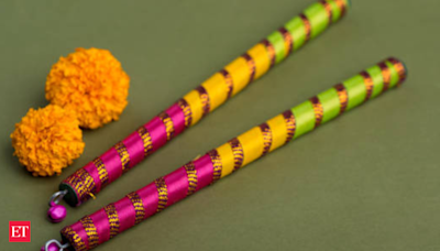 Simple Navratri makeover ideas for home - Decorated garba dandiya sticks