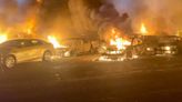 Dozens of vehicles damaged or destroyed in car lot fire west of Jupiter