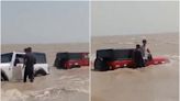 On Camera: Gujarat Mens' Thar SUVs Get Stuck In Sea As Instagram Reel Stunt Goes Awry