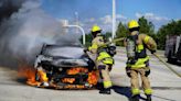Car fire on I-4 and I-275 junction slows traffic in Tampa