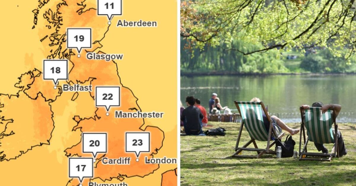 Met Office predicts 23C scorcher as weather map shows the two hottest UK cities