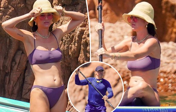 Katy Perry matches with Orlando Bloom in purple bikini during St. Tropez vacation