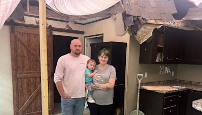 'All of the firsts are here' | Buford family expecting 2nd child displaced after tree crashes into house