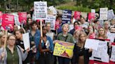 Protesters gather outside US embassy after abortion ruling