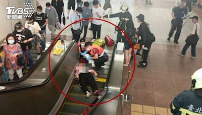 8旬翁搭捷運扶梯摔 撞倒4港籍旅客害傷