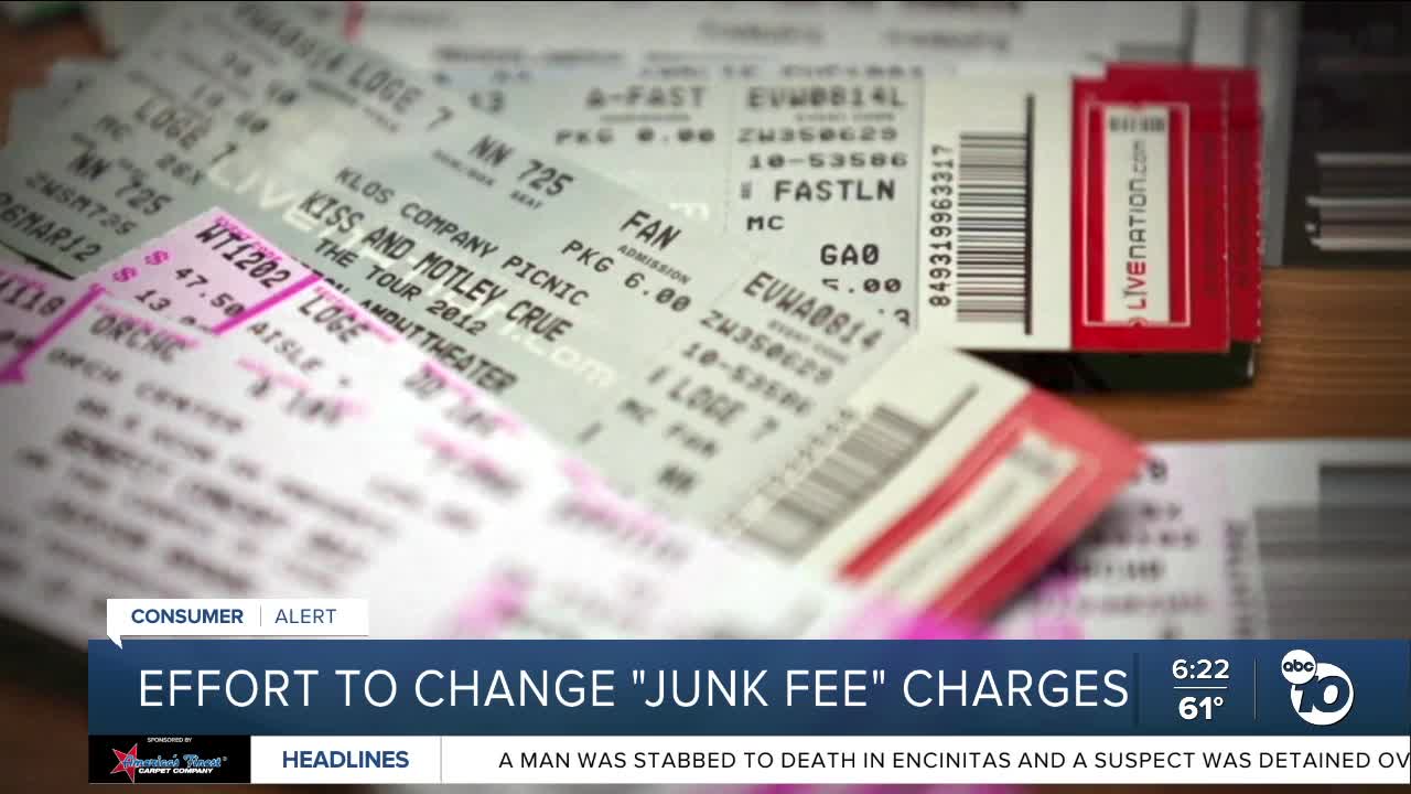 San Diego man pays hundreds in extra charges for concert tickets as efforts to eliminate junk fees continue