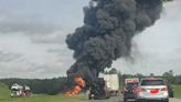 Large oil fire after deadly semitruck crash shuts down I-22 in Walker County