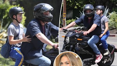 Ben Affleck takes son Samuel, 12, on a motorcycle ride as Jennifer Lopez vacations in Italy