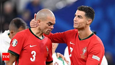 Watch: Cristiano Ronaldo consoles Pepe as the two greats exit Euro after Portugal's quarterfinal defeat | Football News - Times of India