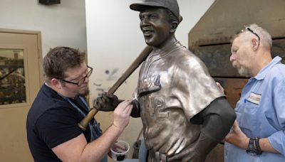 A rebuilt bronze Jackie Robinson statue will be unveiled 6 months after the original was stolen