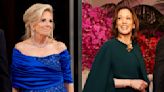 Jill Biden Dazzles in Sapphire Sergio Hudson Dress, Kamala Harris Dons Chloé Cape and More at White House State Dinner...