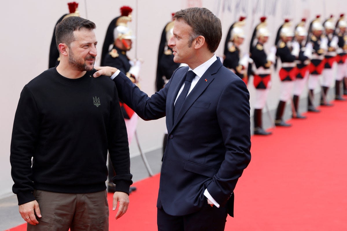 Watch live: Zelensky inspects French military equipment after Macron promises warplanes to Ukraine