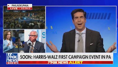 Fox News' Jesse Watters has bizarre, unhinged reaction to choice of Tim Walz for the Democratic vice presidential nomination