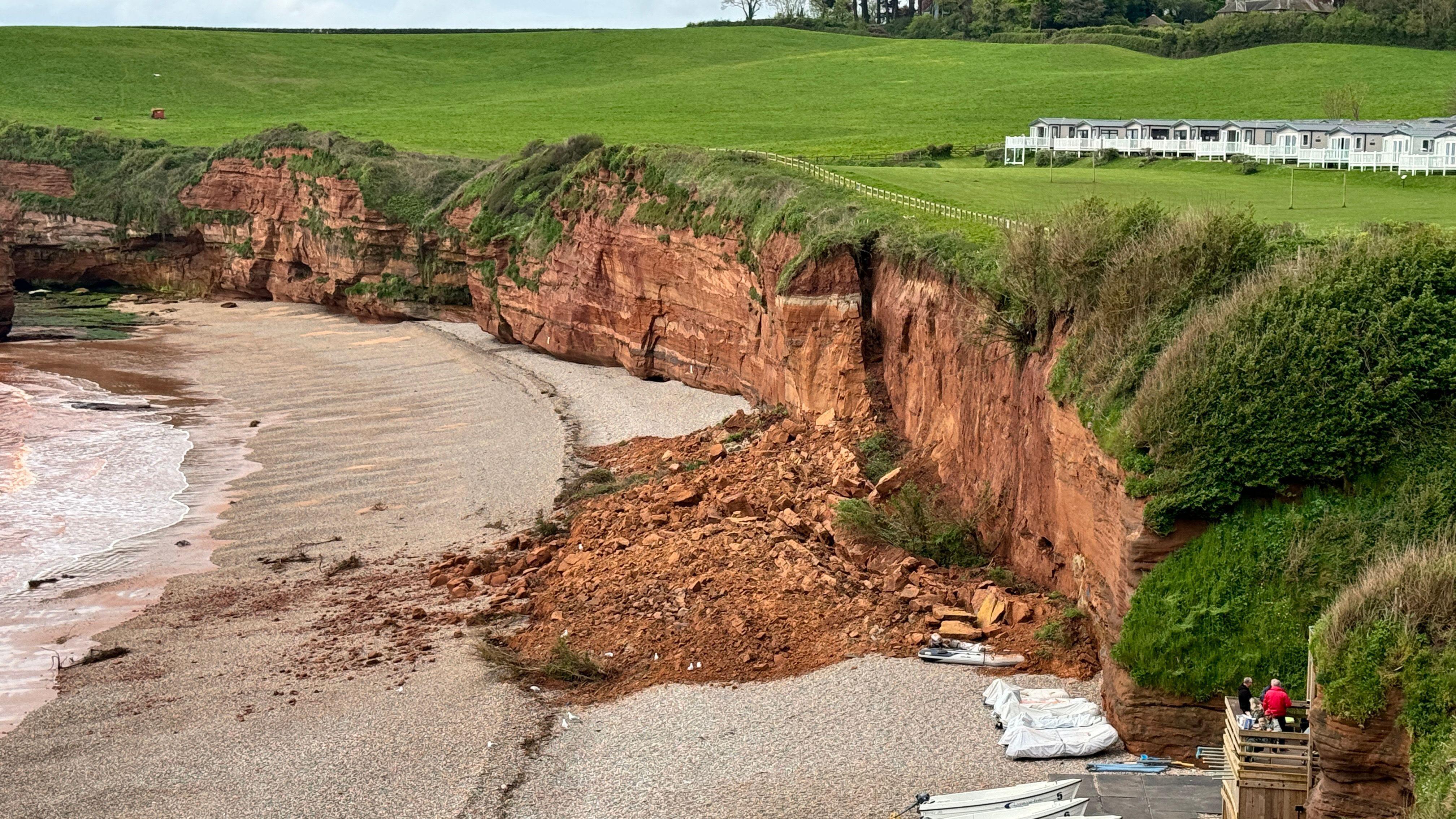 Cliff fall made 'ground shake' at beach in Devon