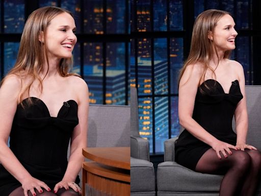 Natalie Portman Goes Strapless in Magda Butrym Little Black Dress on ‘Late Night With Seth Meyers,’ Talks ‘Lady in the Lake’