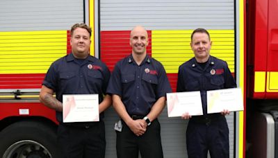 Quick-thinking firefighters honoured for saving man's life after he was stabbed