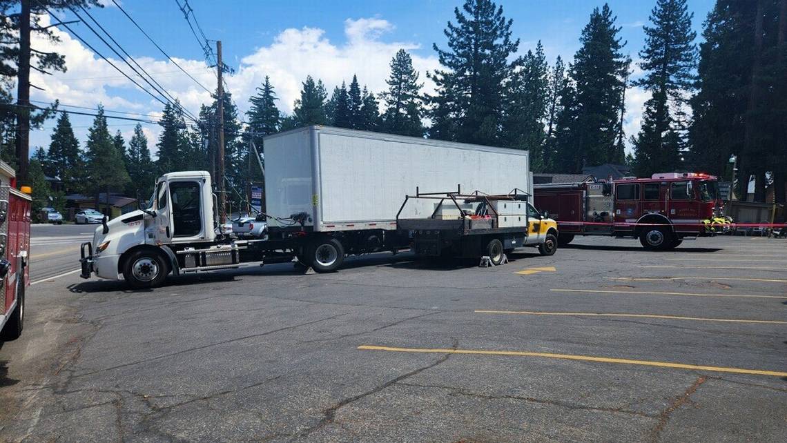 Man pinned between two trucks dies in parking lot near Lake Tahoe, CHP says