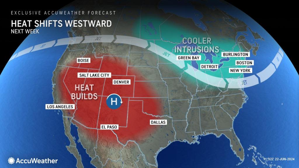Eastern heat wave, West cool conditions to trade places before end of June