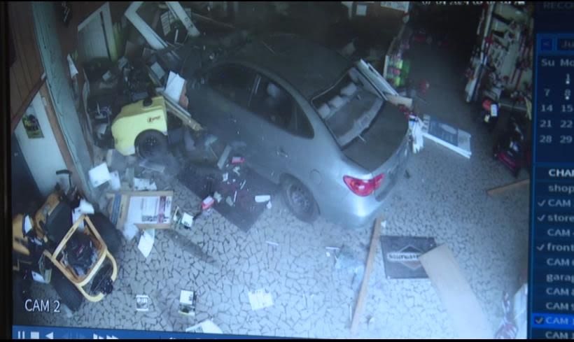 Car slams through a Selma business