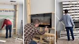 Husband lovingly builds fireplace from scratch so family can hang Christmas stockings