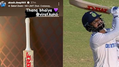 Video: Akash Deep Slams 2 Consecutive Sixes Off The Bat Gifted By Virat Kohli In Kanpur Test vs Bangladesh