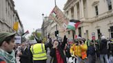 Two arrested at pro-Palestine march including man holding ‘swastika placard’