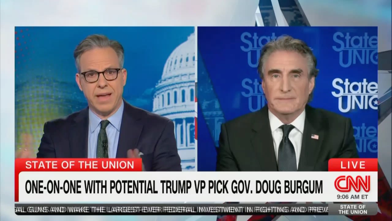 WATCH: Jake Tapper Brutally Confronts Gov. Burgum Over Insistence Trump Hush Money Case Is Based On ‘Filing Error’