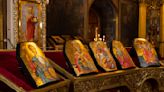 Metropolitan Epiphanius consecrates 12 icons painted on body armour plates taken from front