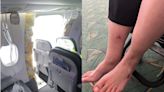 An Alaska Airlines passenger shared new photos of the 737 Max blowout — including one of his bare feet after his shoes and socks were sucked out of the plane